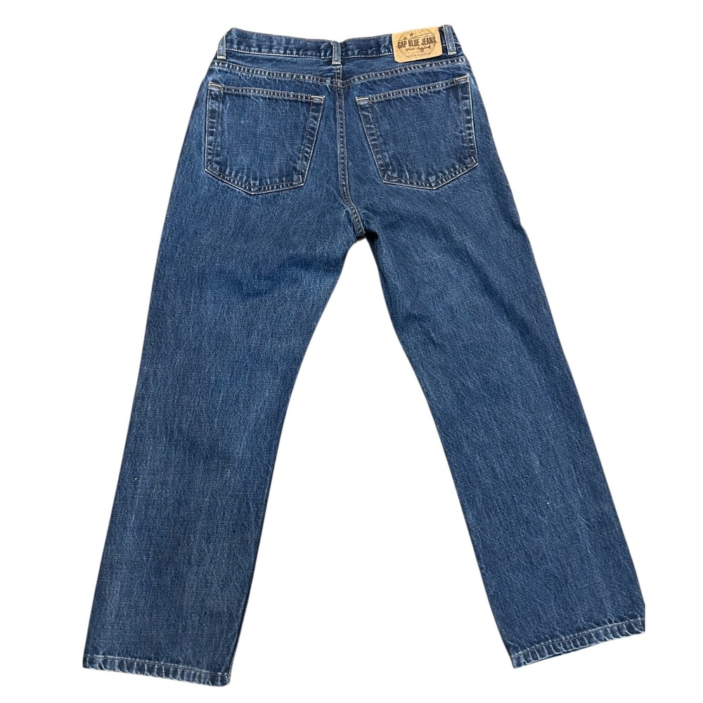 GAP Blue Jeans Mens 32x28 Straight Fit Dark Wash Cotton Button Fly